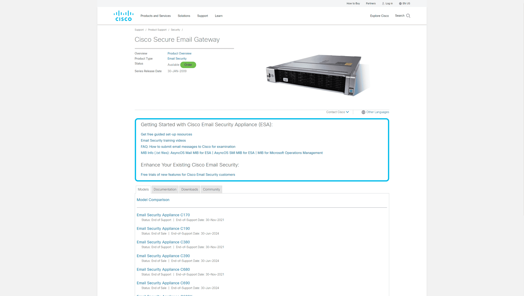 Cisco ESA Page