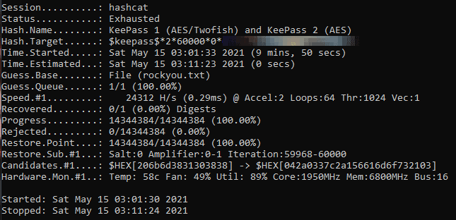 Hashcat Run Finished